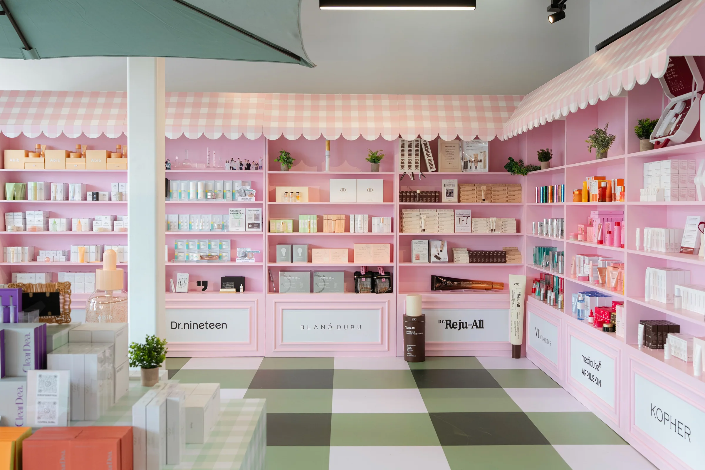 A pink retail pop-up