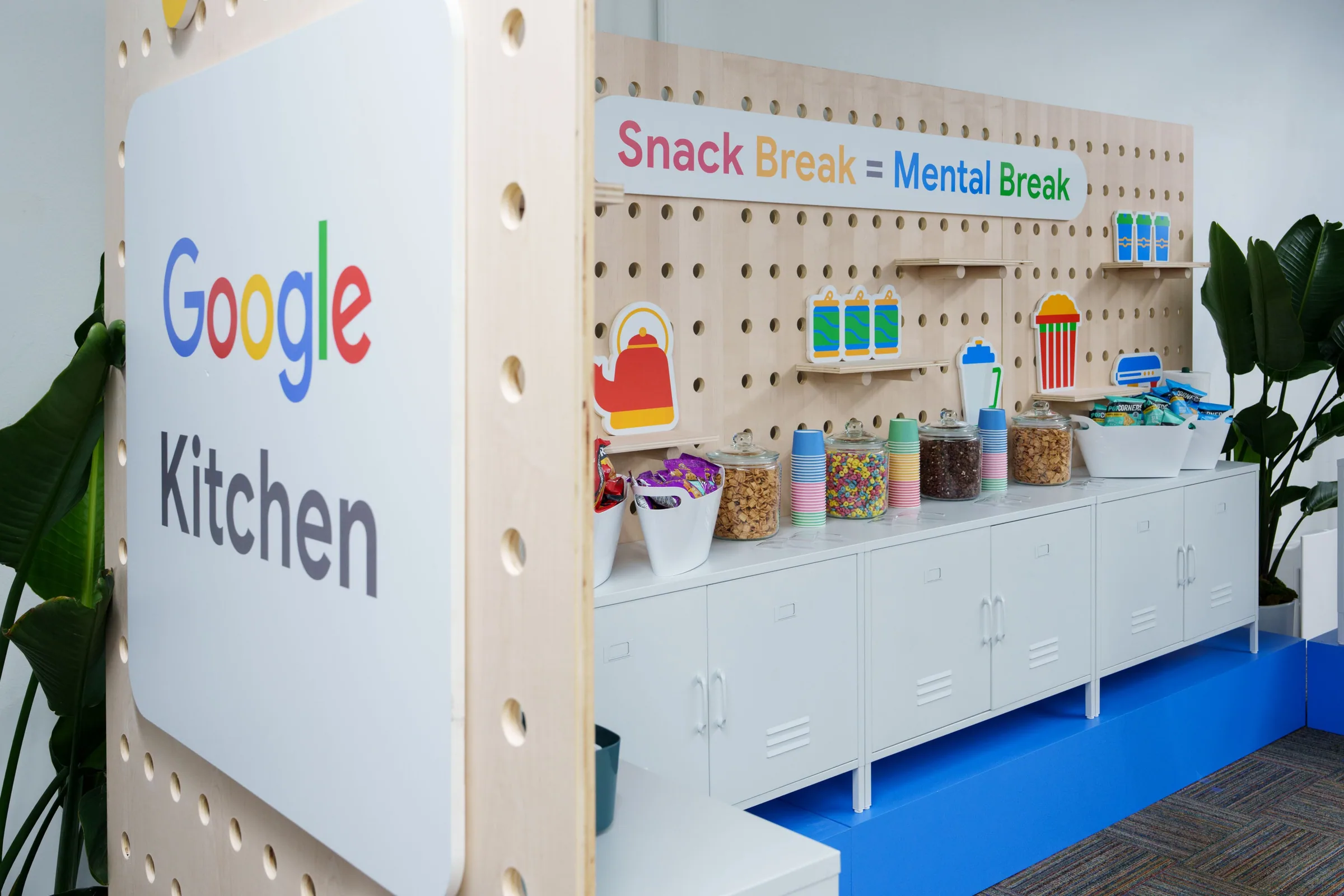 The Google Kitchen sign on the pegboard set