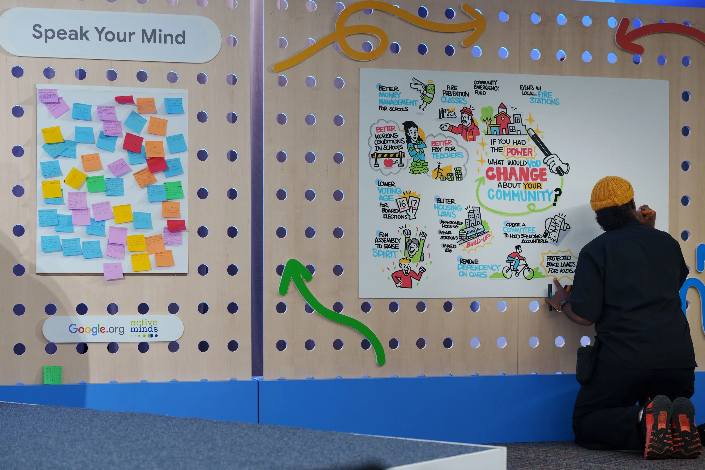 A guest adding to the Speak Your Mind wall